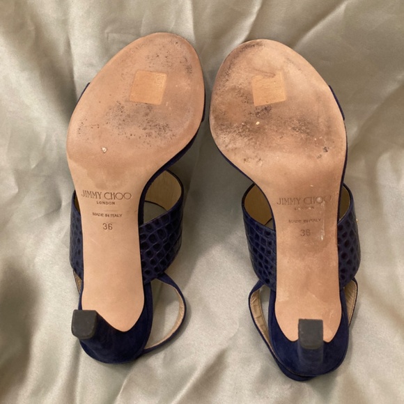 Jimmy Choo Salise Suede Croc-Embossed EU 36 85mm Color Is Denim Worn Once - Picture 11 of 15